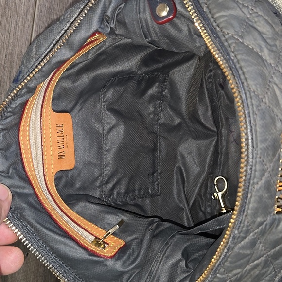 MZ Wallace Gray Quilted Nylon Leather Crossbody Shoulder Bag - Picture 12 of 13